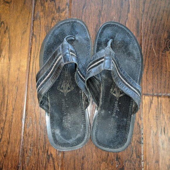 Robert Wayne Flip Flops in Black or Camel with Silver Accent sz 8 - Picture 5 of 14